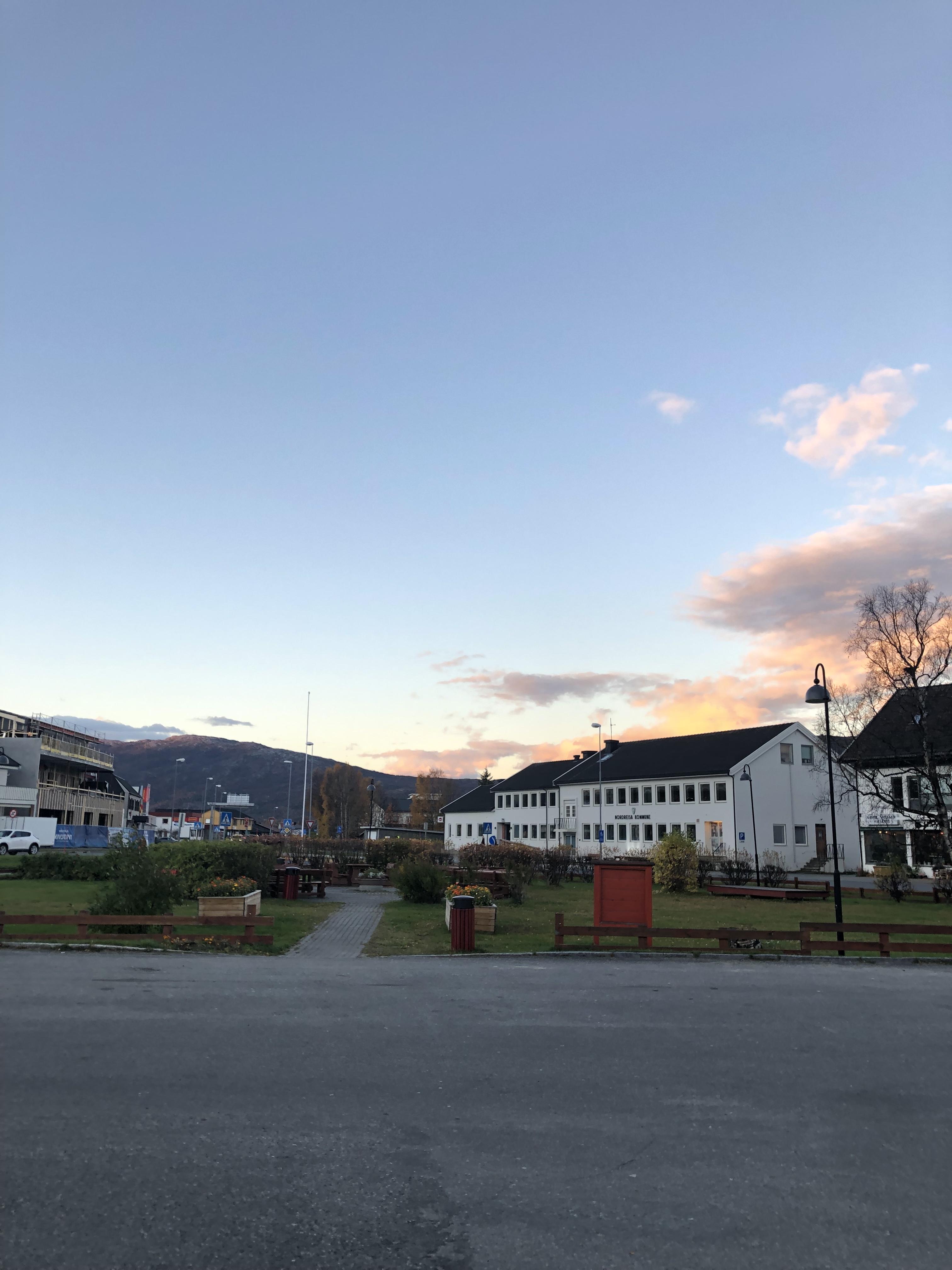 city centre in the evening