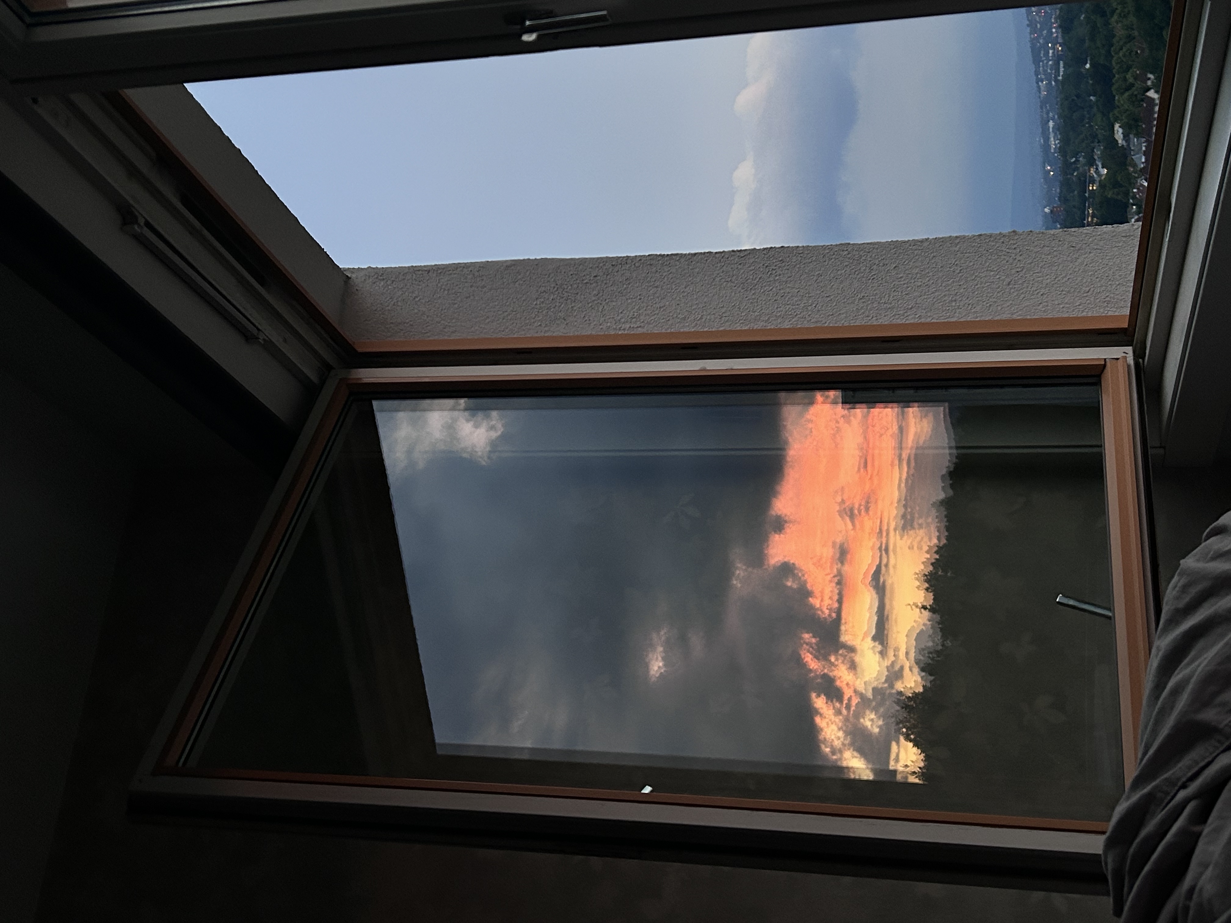 window reflection at sunset